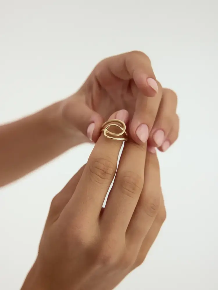 Sonsuz Düğüm Formlu Modern 14K Altın Yüzük - 2