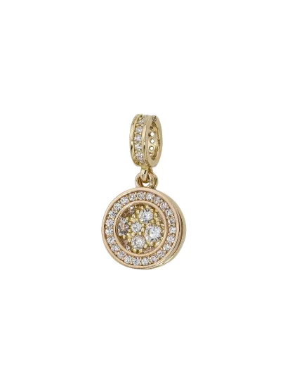Stone Double Hoop 14K Gold Charm - (1)