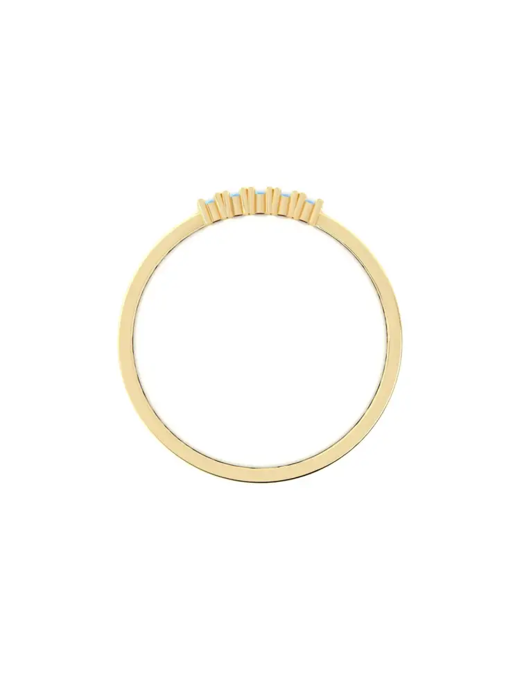 Turkuaz Taş Sıralı Minimal 14K Altın Yüzük - 6