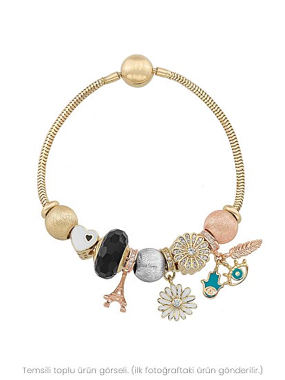 Turquoise Evil Eye, Hamsa & Feather 14K Gold Charm - (1)