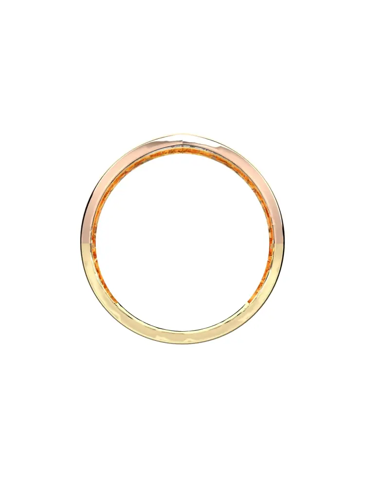 Üç Renkli V Form Minimal 14K Altın Yüzük - 6