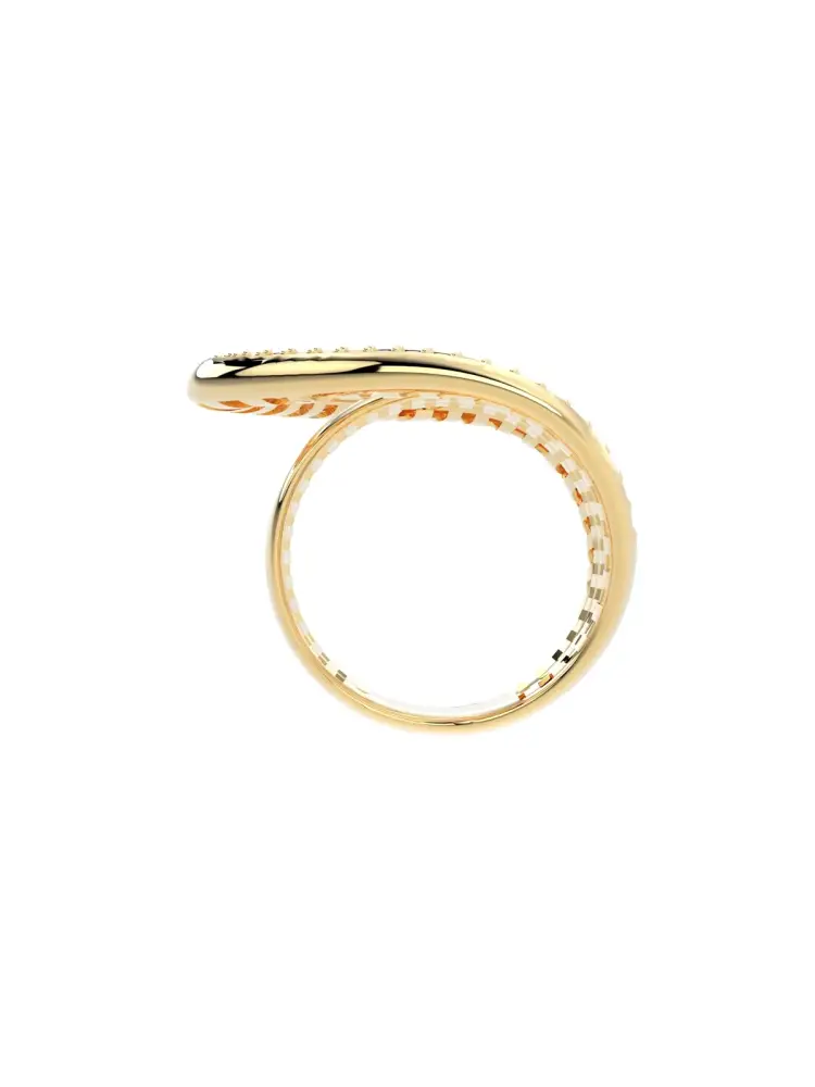 Üç Sıralı Modern V Form Taşlı 14K Altın Yüzük - 7