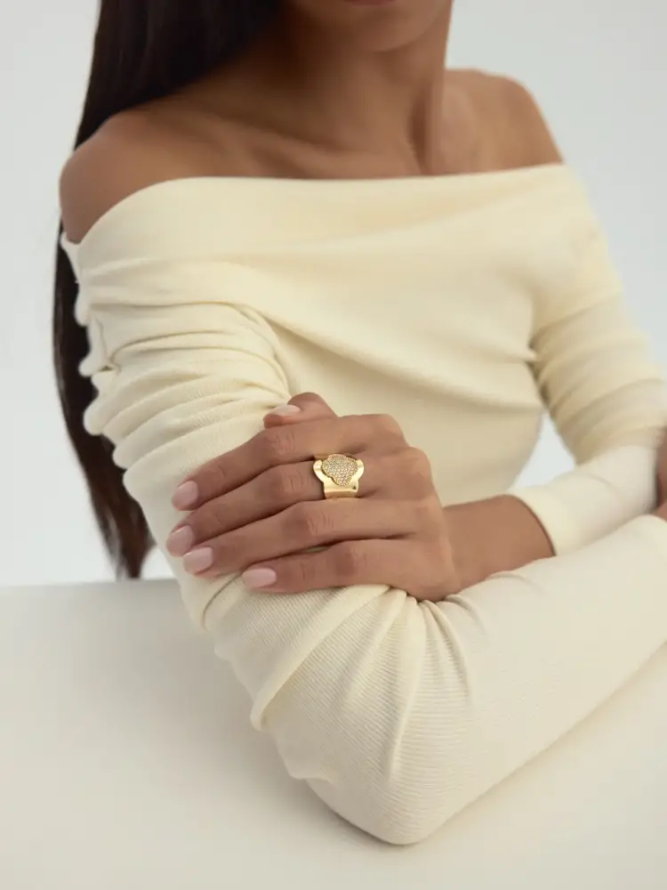 Vintaj Esintili Fileto Taşlı 14K Altın Yüzük - 3