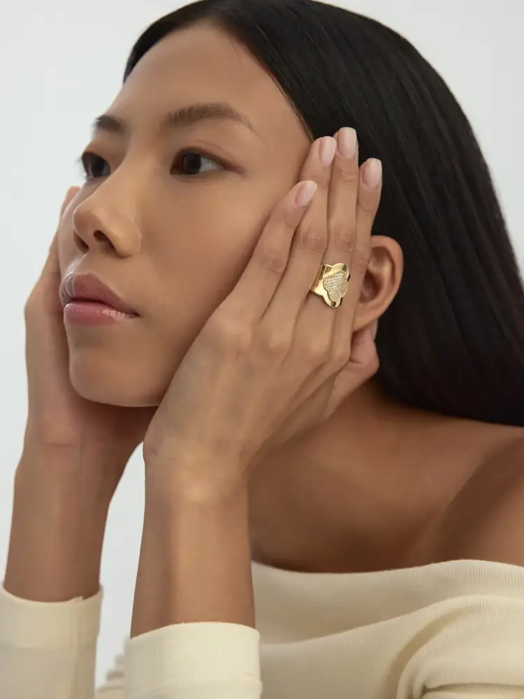 Vintaj Esintili Fileto Taşlı 14K Altın Yüzük - 4