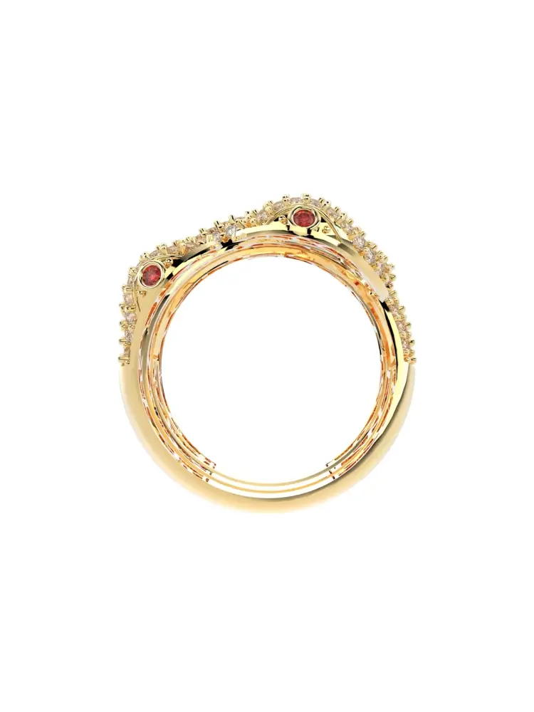 Yılan Figürlü Pırlanta Görünümlü 14K Altın Yüzük - 6