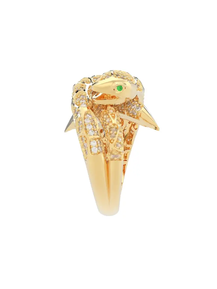 Yılan Figürlü Taşlı 14K Altın Yüzük - 7