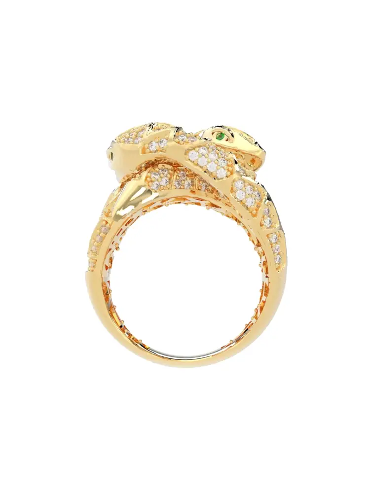 Yılan Figürlü Taşlı 14K Altın Yüzük - 6