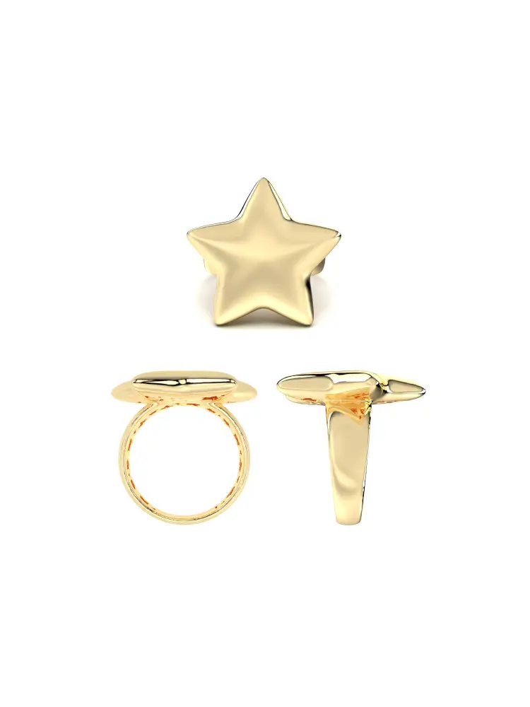 Yıldız Formlu Modern 14K Altın Yüzük - 8