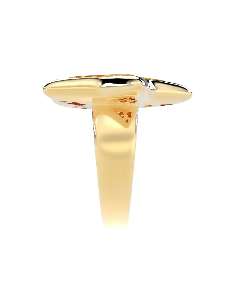 Yıldız Formlu Taş Sıralı 14K Altın Yüzük - 7