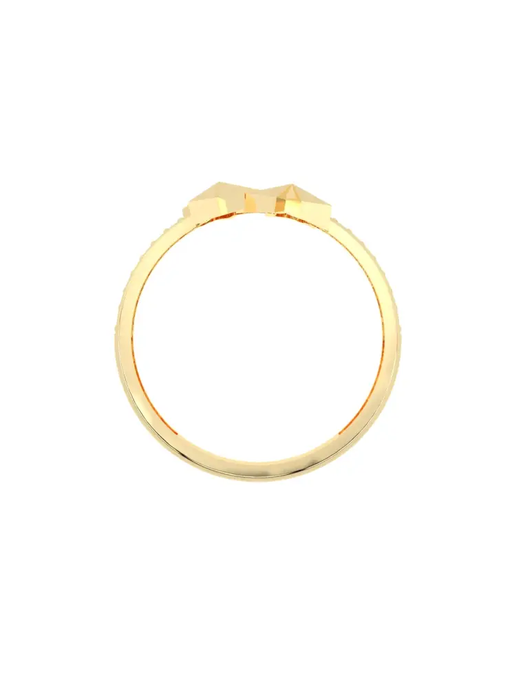 Yıldız Motifli Taş Sıralı 14K Altın Yüzük - 6