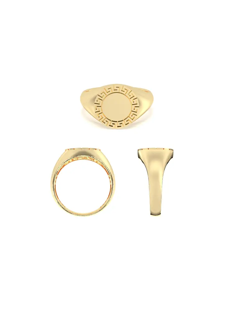 Yunan Desenli Klasik 14K Altın Yüzük - 8