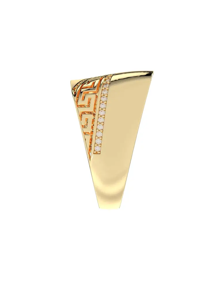 Yunan Desenli Taş Sıralı 14K Altın Yüzük - 6