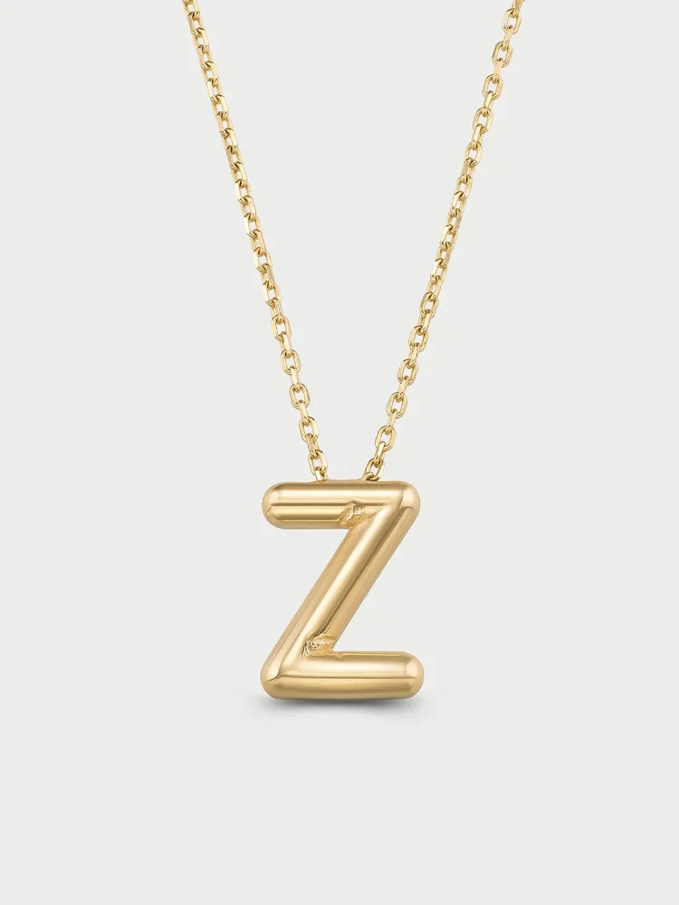 Z Harfi Sade 14K Altın Harf Kolye - 1