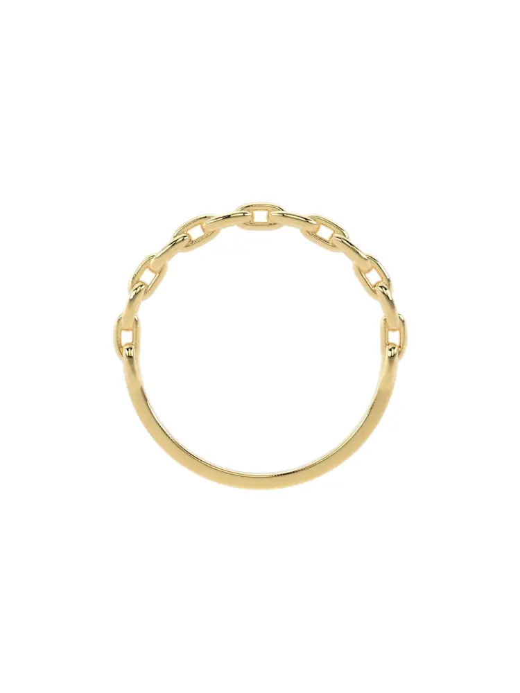 Zincir Formlu Minimal 14K Altın Yüzük - 7