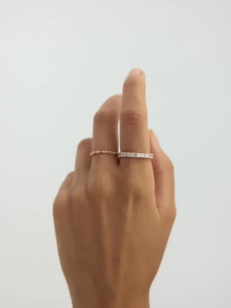 Zincir Formlu Minimal 14K Altın Yüzük - 4