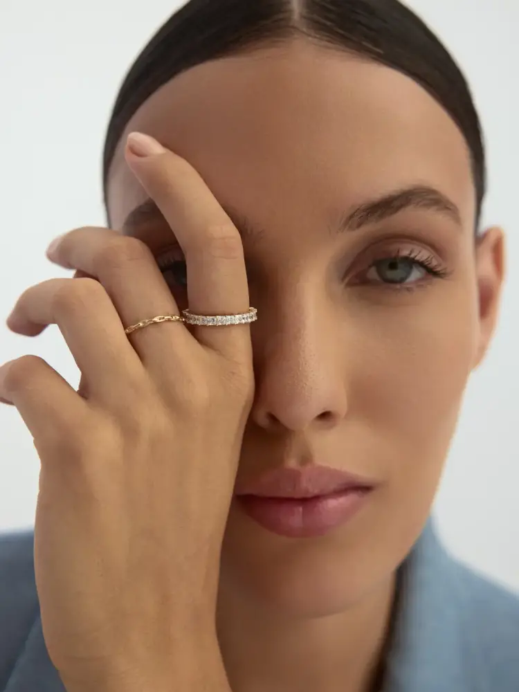 Zincir Formlu Minimal 14K Altın Yüzük - 5