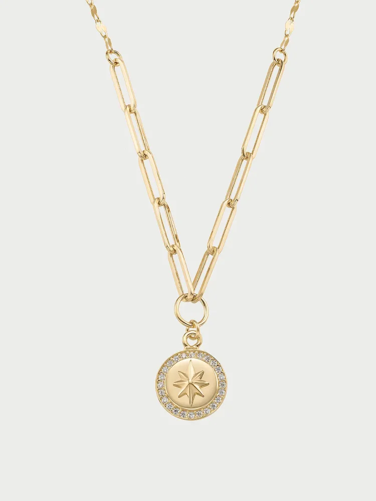 Zirkon Halo Yıldız 14K Altın Kolye - 1