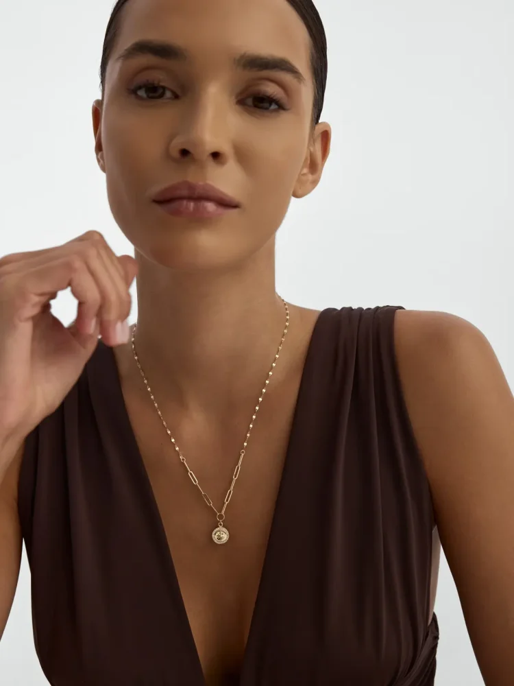 Zirkon Halo Yıldız 14K Altın Kolye - 4